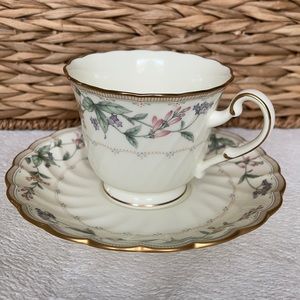 Noritake Brookhollow Fine Bone China Japan Cup and Saucer Excellent Floral